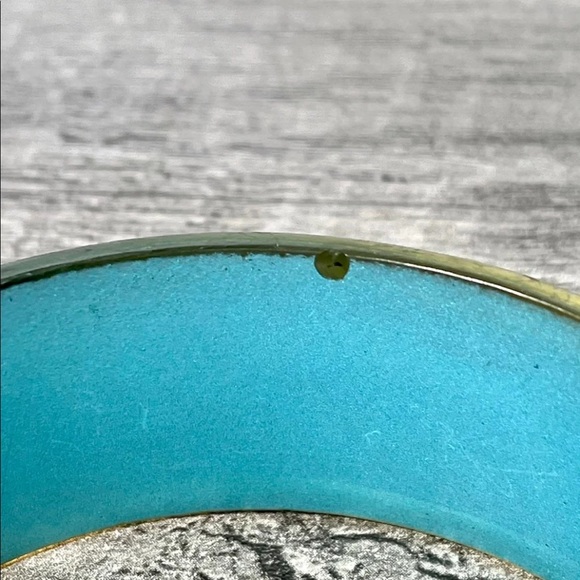 VTG 1960’s “PEACOCK” PERSPEX LUCITE CHUNKY BANGLE BRACELET w/ PAINTED DETAILS - Picture 10 of 12